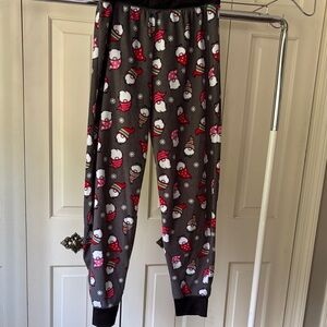 Holiday Pajama Bottoms - Gray with Festive Print. Unisex